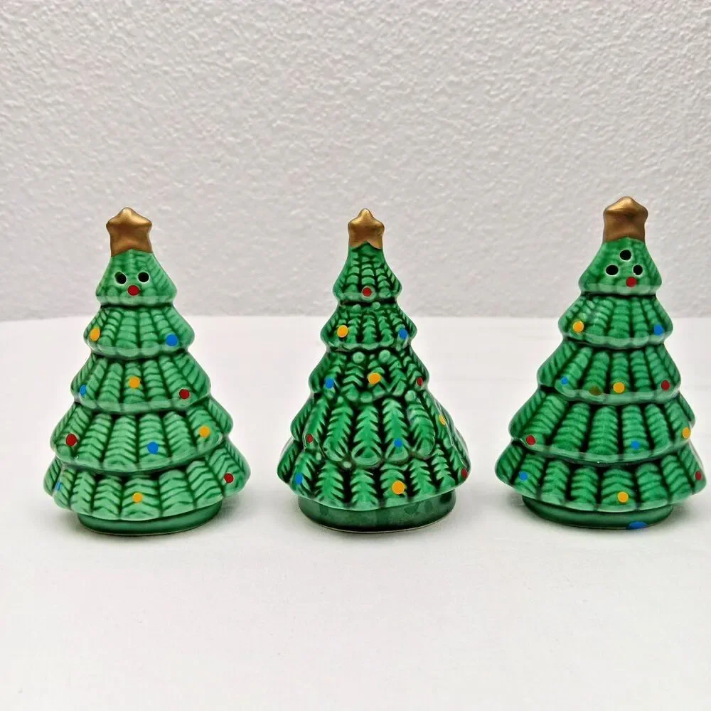 Vintage Ron Gordon Designs Christmas Tree Bell/Salt & Pepper 3-Piece 1984 Flaws